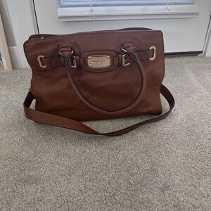 Michael Kors Cognac Brown Leather Satchel with Shoulder Strap